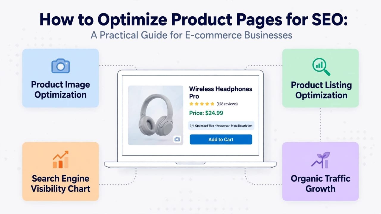 "Infographic showing how to optimize e-commerce product pages for SEO"